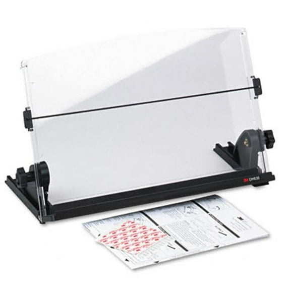 In-Line Adjustable Desktop Copyholder Plastic 150 Sheet Capacity Black/Clear