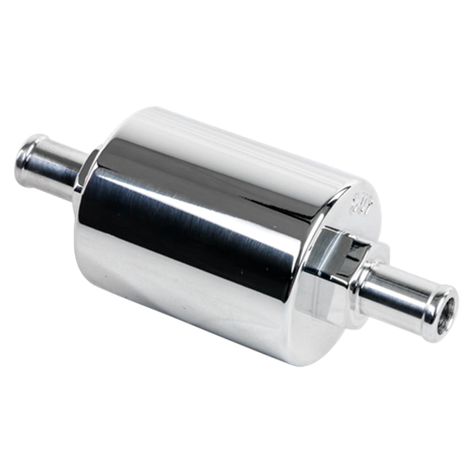 For Chevy Ford High Flow Fuel Filter 3/8 InLine Hose Chrome Canister Carbureted For Chevy Ford High Flow Fuel Filter 3/8 InLine Hose Chrome Canister Carbureted