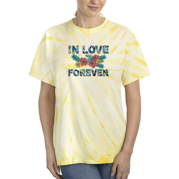 In Love Forever Floral Text Tie Dye Cyclone Women -Image by Shutterstock, Female Small