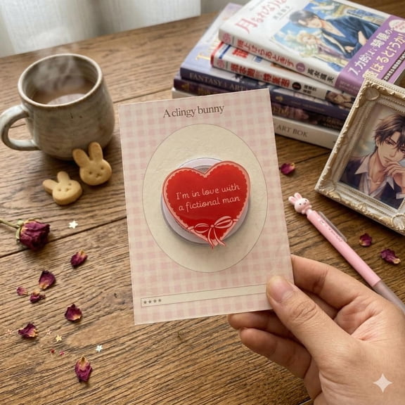 In Love With A Fictional Man Phone, Red Heart Book Boyfriend Phone Phone Grip, Book Lover Phone Holder, E-Reader Accessory