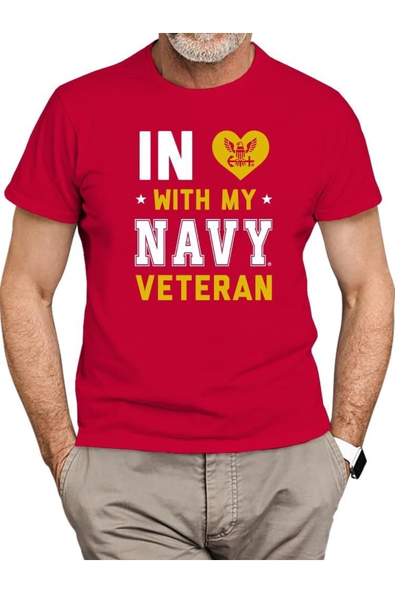 In Love With My Navy Veteran T-Shirt Men -Navy Designs, Male Medium