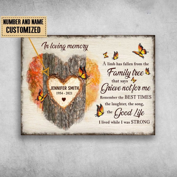 In Loving Memory, A Limb Há Fallen From The Family Tree, That Says Grieve Not For Me Customized Personalized NAMEYEARS 11 x 17 Inch Poster