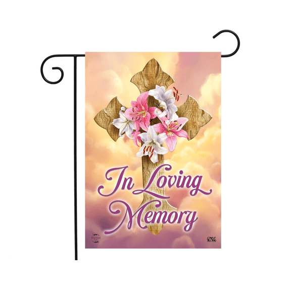 In Loving Memory Cross Bereavement Flag 12x18 POLE NOT INCLUDED Garden Flag