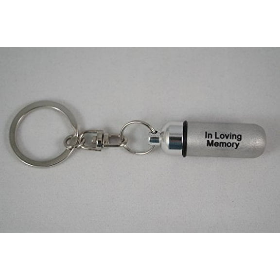 In Loving Memory Engraved Brushed Silver Cremation Urn Keepsakes - on Swivel Stainless Steel Keychains