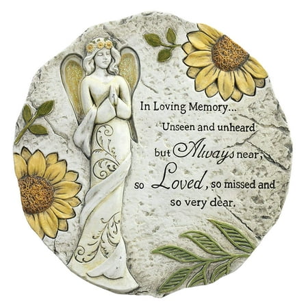 In Loving Memory Floral Angel 11 x 11 Inch Resin Bereavement Stepping Stone