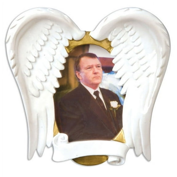 Polarx 3.50In In Loving Memory Frame Ornament, Polyresin, Angel Wings Bereavement Pf955