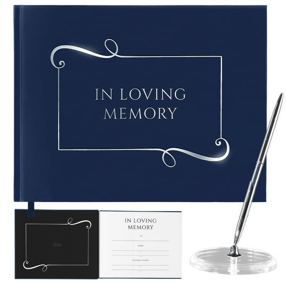 In Loving Memory Funeral Guest Book with Pen
