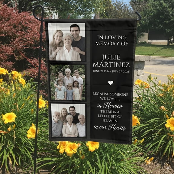 In Loving Memory Garden Flag Photo Collage Memorial Celebration of Life Decor Funeral Trib