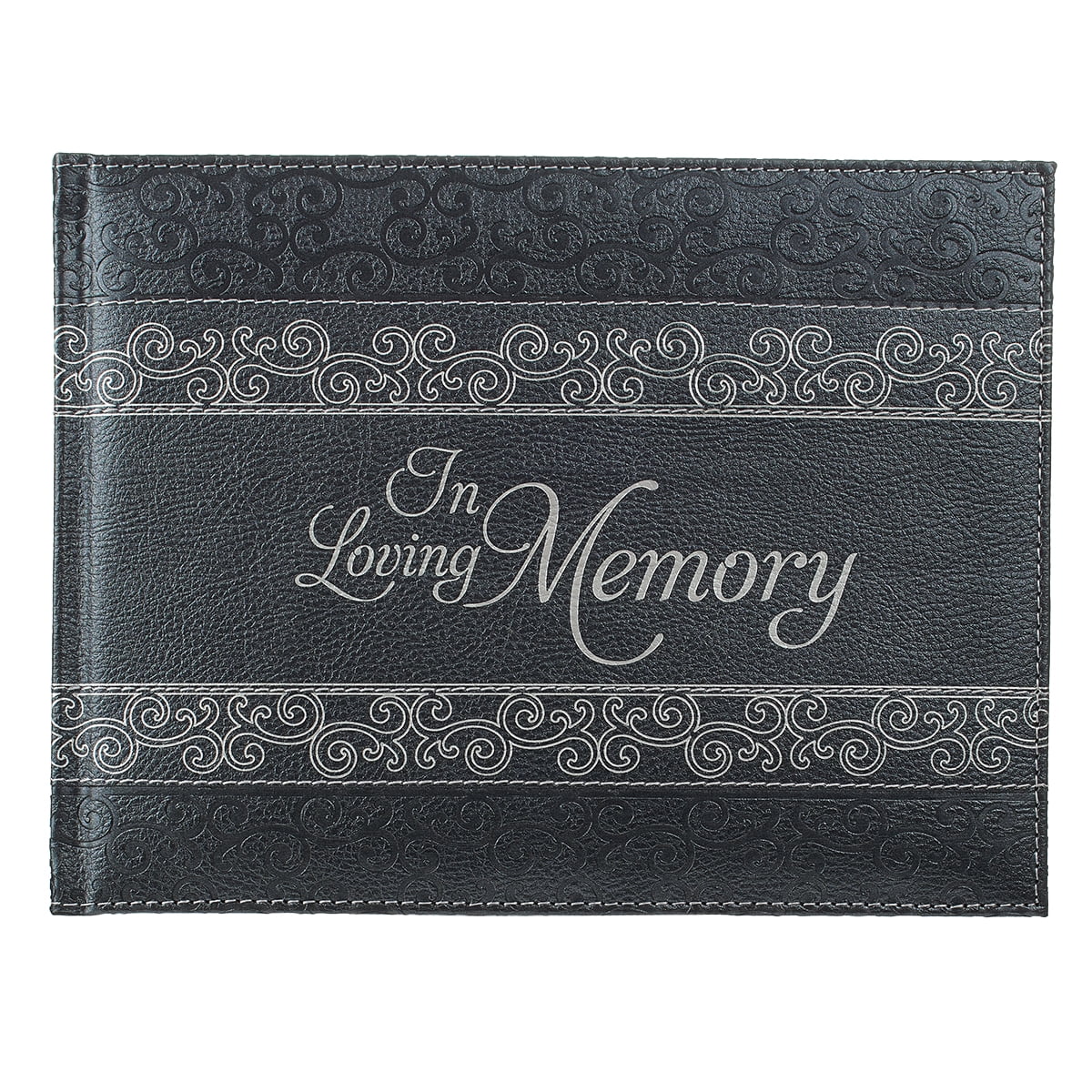 In Loving Memory Guest Book Grey Padded Faux Leather w/Debossed Cover