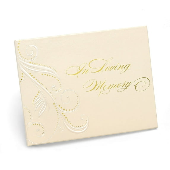 In Loving Memory Swirl Dots Ivory Guest Book - 7.5" x 5.75" (11067)