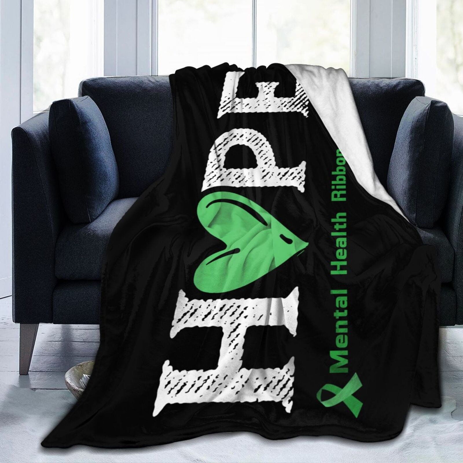 In May We Wear Green Mental Health Awareness Month Throw Blanket Soft