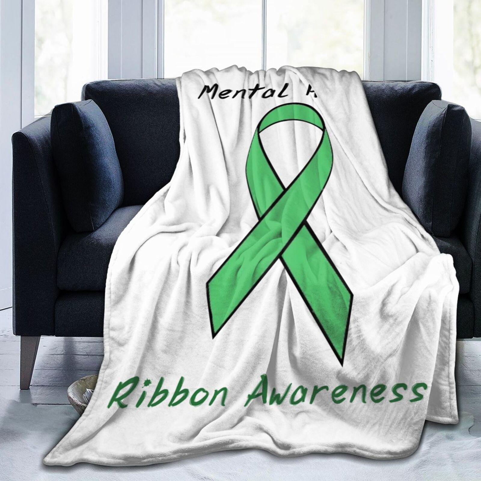 In May We Wear Green Mental Health Awareness Month Throw Blanket Soft
