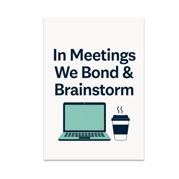 In Meetings We Bond and Brainstorm - Remote Team Decor - 13x19 Poster Print