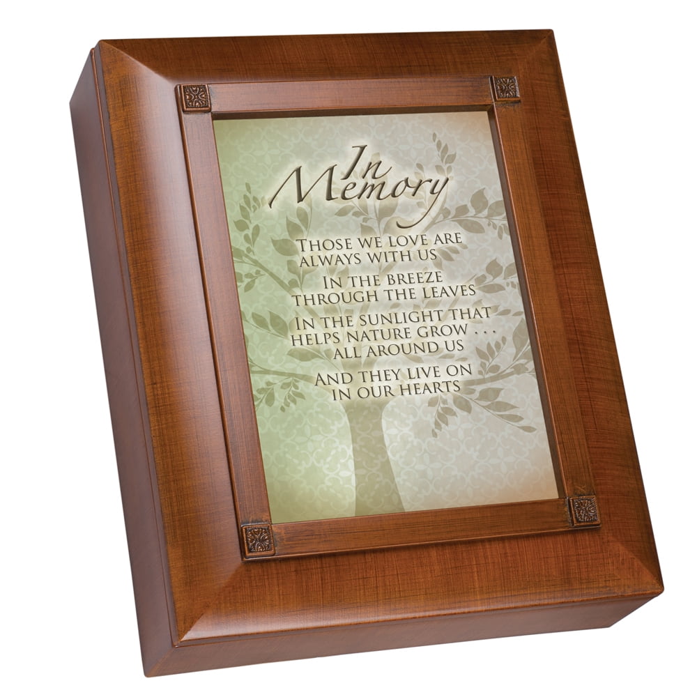 Woodgrain Remembrance Keepsake Box with Sentimental Quote