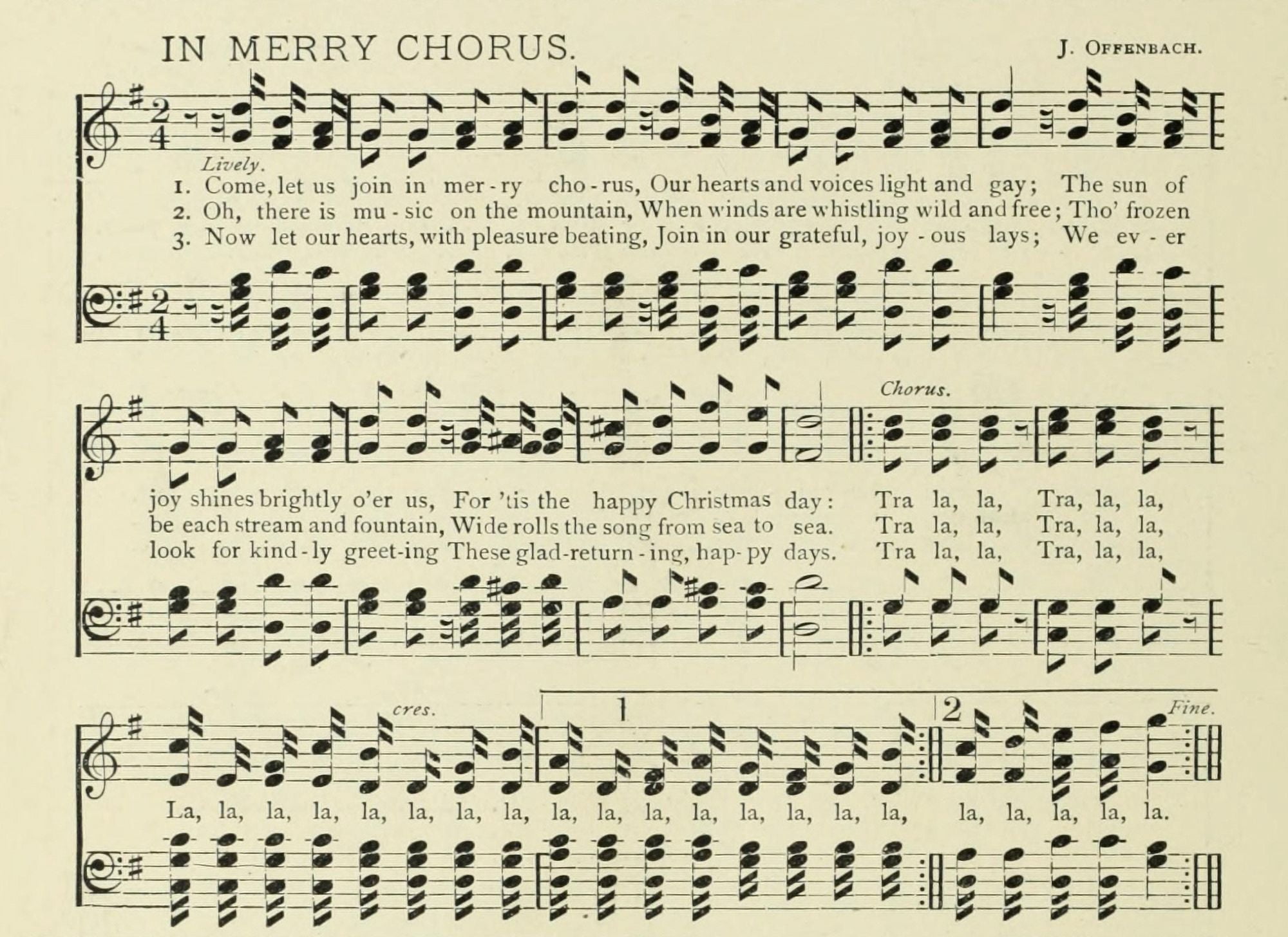 In Merry Chorus Christmas in Song 1891 Canvas Art - (18 x 24)