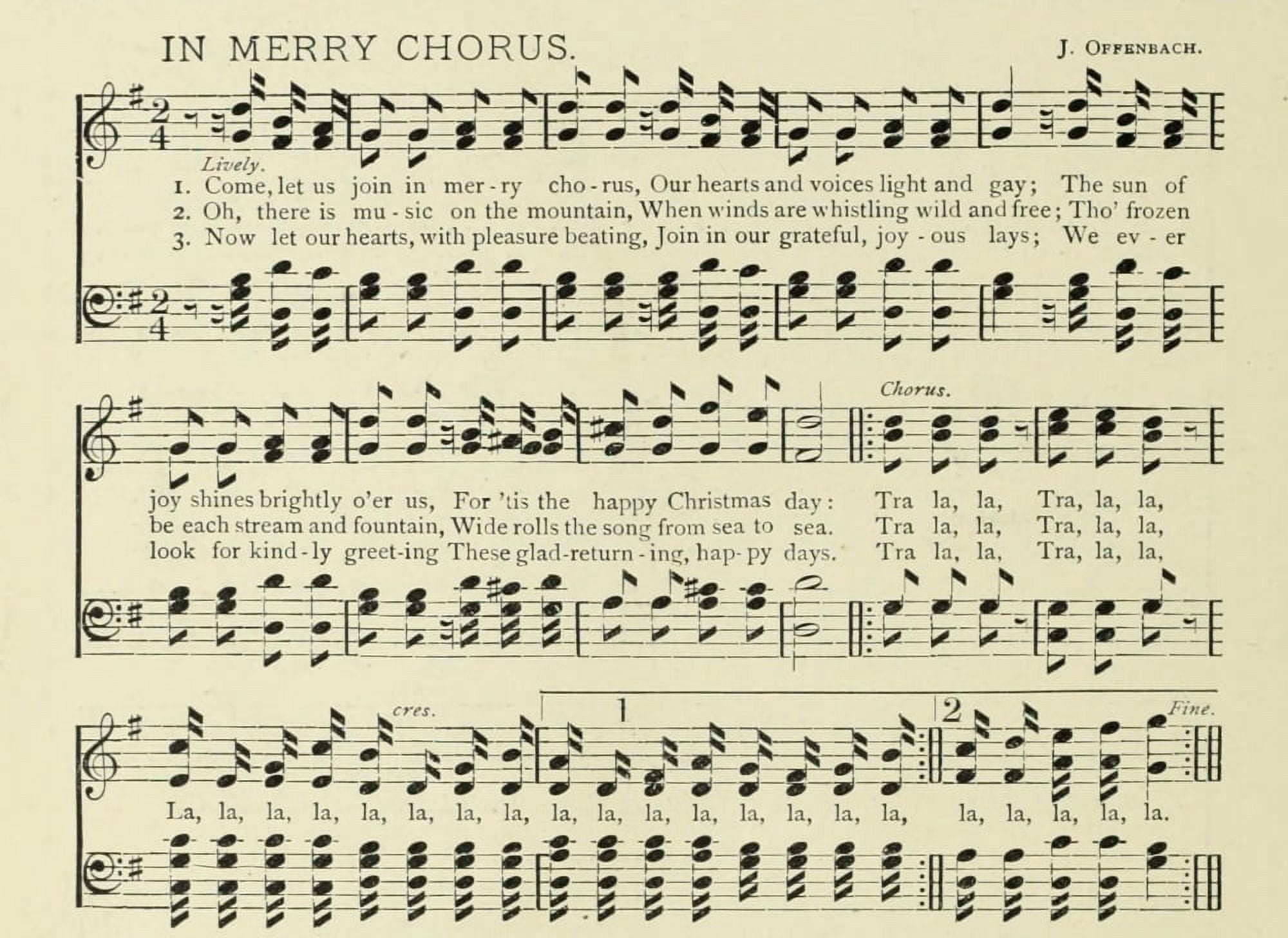 In Merry Chorus Christmas in Song 1891 Canvas Art - (24 x 36)