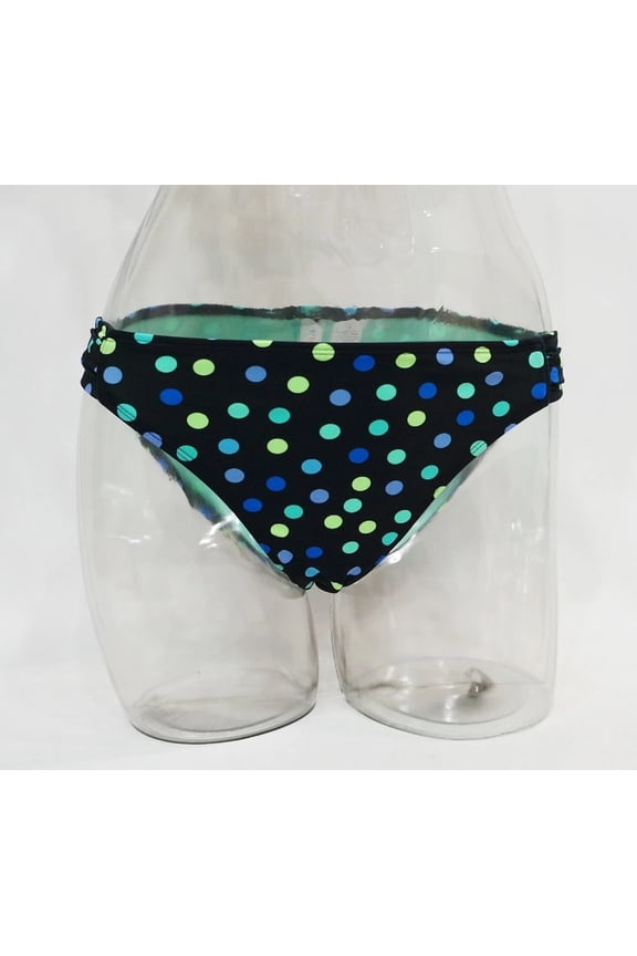 In Mocean Black Dot Shirred Hipster Bikini Bottom Swimwear Juniors' Women's Medium