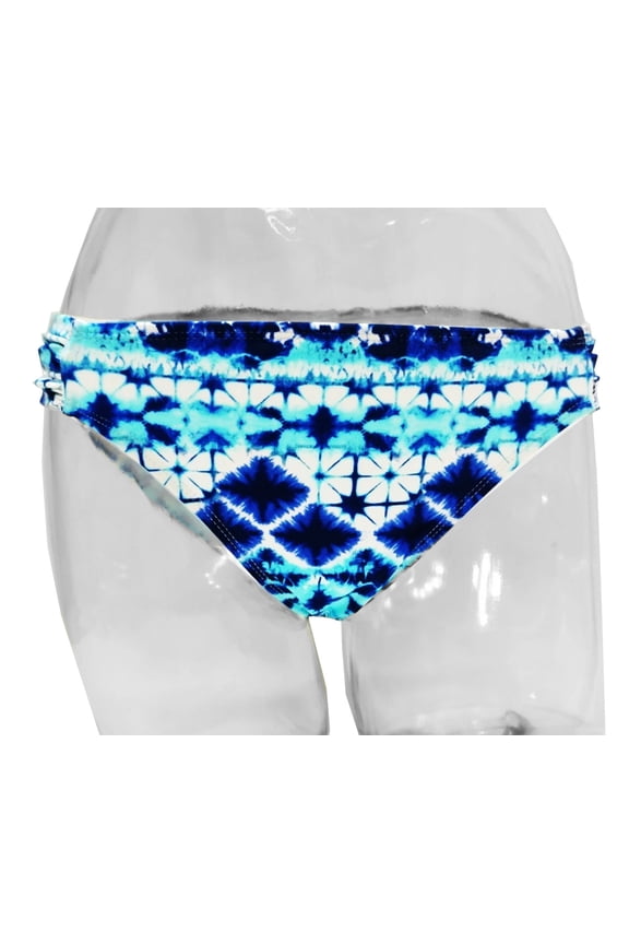 In Mocean Blue Tie-Dye Shirred Hipster Bikini Bottom Swimwear Juniors' Women's Medium