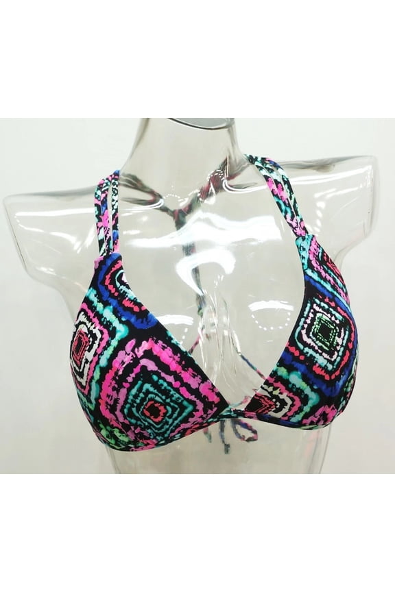 In Mocean Molded Push Up Padded Diamond Tie Dye Pattern Bikini Top Swimwear Juniors' XL