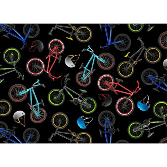 In Motion BMX Bikes Black Cotton Fabric