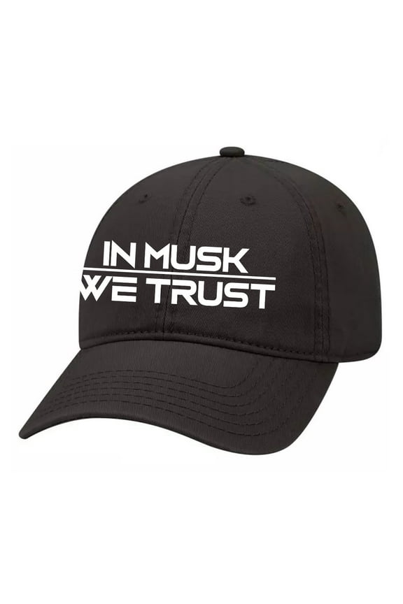 In Musk We Trust Elon Funny Men's Embroidered Twill Dad Hat Adjustable Baseball Cap, Black