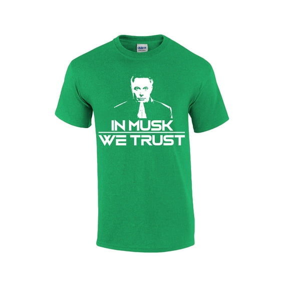 In Musk We Trust Elon Portrait Funny Men's Short Sleeve T-shirt Graphic Tee-Antique Irish Green-xxl