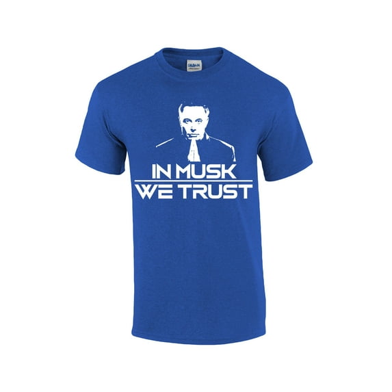 In Musk We Trust Elon Portrait Funny Men's Short Sleeve T-shirt Graphic Tee-Antique Royal-large