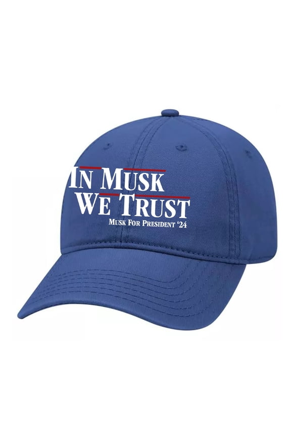 In Musk We Trust Elon for President 2024 Funny Men's Embroidered Twill Dad Hat Adjustable Baseball Cap, Royal