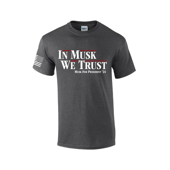 In Musk We Trust Elon for President 2024 Funny Men's Short Sleeve T-shirt Graphic Tee-Heather Grey-medium