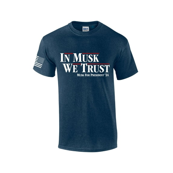 In Musk We Trust Elon for President 2024 Funny Men's Short Sleeve T-shirt Graphic Tee-Heather Navy-6xl