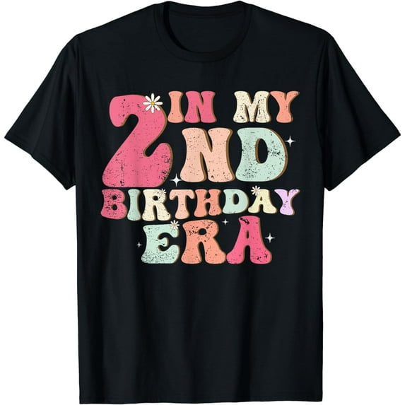 In My 2nd Birthday Era 2 year Retro Vintage Groovy Bday Girl T-Shirt