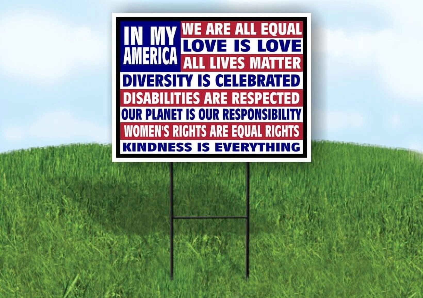 In My America All Equal Flag Yard Sign Road Sign (Excluding Stand) SIZE ...