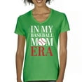 thumbnail image 1 of In My Baseball Mom Era Women's V-Neck T-shirt Funny Mom of Boys Best Team Supporter Mother Active Sports Child Mommy Tee, 1 of 7