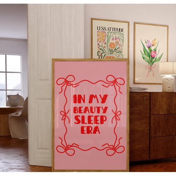 In My Beauty Sleep Ear Print Coquette Wall Artretro Wall Artwall Decor Trendy Print Bedroom Decor Pink Poster , Poster Print Only