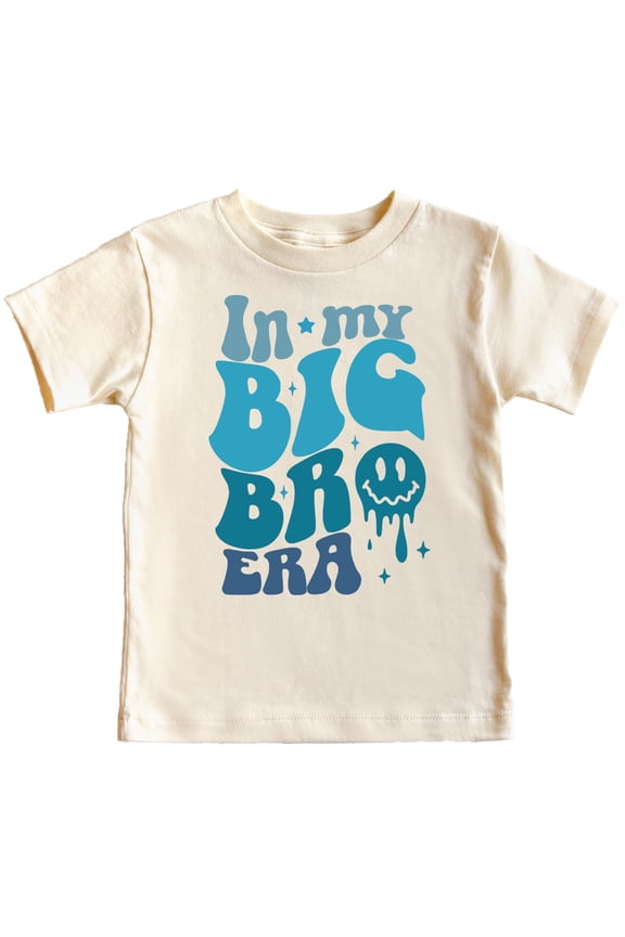 In My Big Bro Era Trendy T-shirt Retro Wavy Big Brother Tee Natural Shirt 12 Months