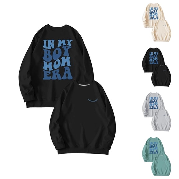 In My Boy Mom Era Sweatshirts for Women 2025 Long Sleeve Crewneck Boy Mom Graphic Sweatshirt Pullover Tops
