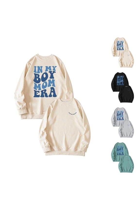 In My Boy Mom Era Sweatshirts for Women 2025 Long Sleeve Crewneck Boy Mom Graphic Sweatshirt Pullover Tops