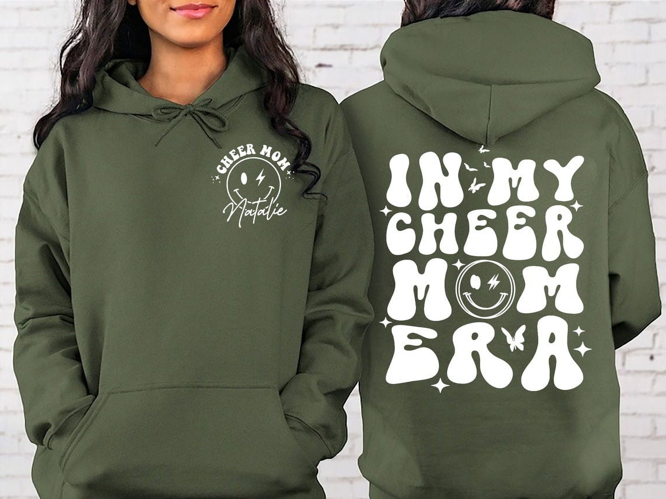 In My Cheer Mom Era Hoodie Football Cheer Mama Hoodie Cheer Mom Gift Smiley Face Football Mom Hoodie Cheerleading Mom Funny Mom xmas Walmart