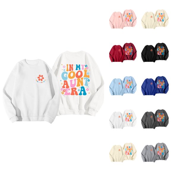 In My Cool Aunt Era Sweatshirts for Women Fall Winter Long Sleeve Crewneck Auntie Sweatshirt Pullover Tops