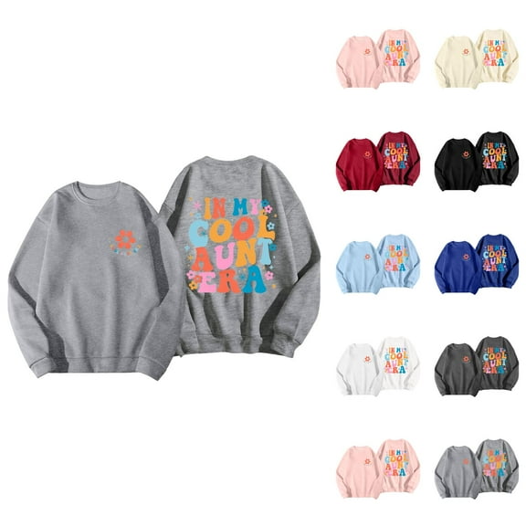 In My Cool Aunt Era Sweatshirts for Women Fall Winter Long Sleeve Crewneck Auntie Sweatshirt Pullover Tops