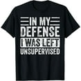 thumbnail image 1 of In My Defense" Funny Retro Vintage Black T-Shirt | Classic Fit, Crew Neck, Adult Unisex, 1 of 3