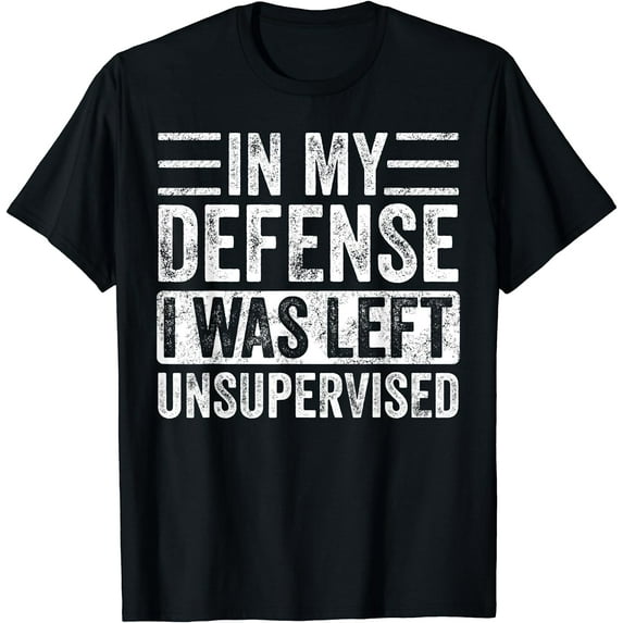 In My Defense" Funny Retro Vintage Black T-Shirt | Classic Fit, Crew Neck, Adult Unisex