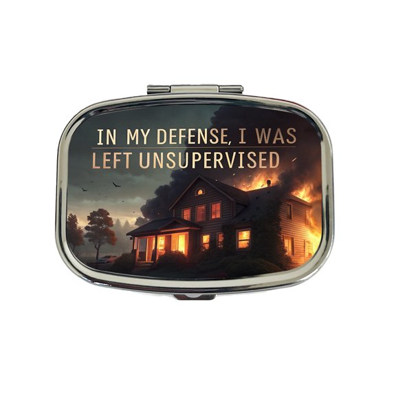 In My Defense I Was Left Unsupervised Funny Small Travel Handbag Pill Box Case