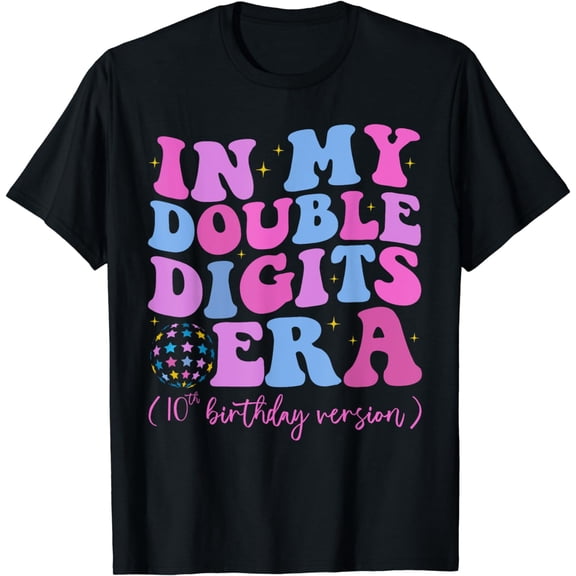 In My Double Digits Era 10th Birthday Version Groovy Retro T-Shirt