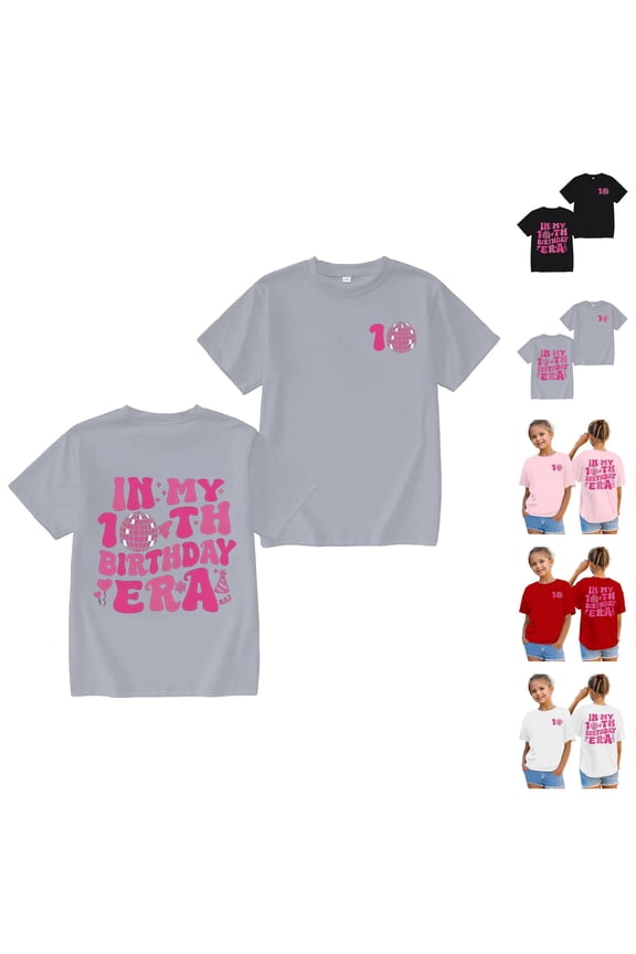 In My Double Digits Era Birthday Girl Shirt 10 Year Old 10th Birthday Girls T-Shirt Girls Ten B-Day Party Tee Tops