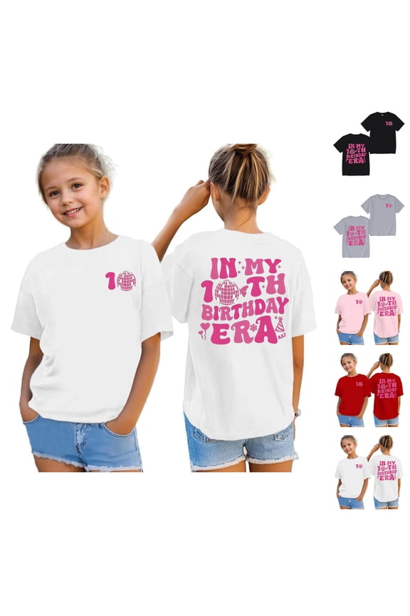 In My Double Digits Era Birthday Girl Shirt 10 Year Old 10th Birthday Girls T-Shirt Girls Ten B-Day Party Tee Tops