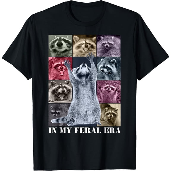 In My Feral Era Funny Raccoon Animal Meme Racoons Team Trash T-Shirt Tops Tee