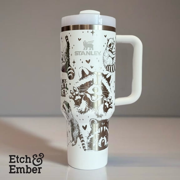 In My Feral Era” Raccoon Laser-Engraved 40 oz Tumbler – Custom Engraved Travel Cup