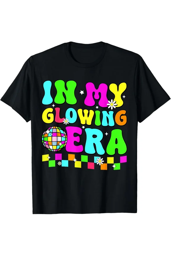 In My Glowing Era Retro Colorful Quote Group Team Fun Unisex T-Shirt, for men & women, up to size 5XL