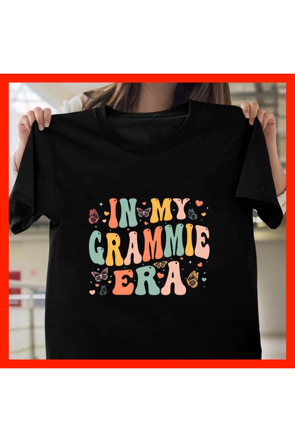 In My Grammie Era Retro Groovy Butterfly Heart T-Shirt G026, Softstyle Unisex Tee - Full Size Range to 5XL